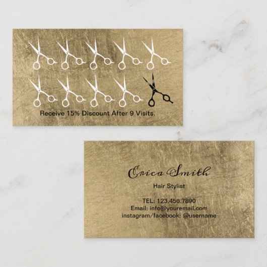 Haar-Stylist Scissors Treuekarte (Vorne/Hinten)