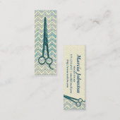 Haar-Stylist scissors Zickzack aquamarine Scheren Mini Visitenkarte (Vorne/Hinten)