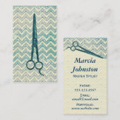 Haar-Stylist scissors Zickzack aquamarine Scheren Visitenkarte (Vorne/Hinten)