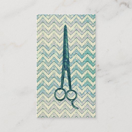Haar-Stylist scissors Zickzack aquamarine Scheren Visitenkarte (Vorderseite)