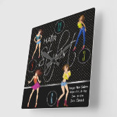 Haar-Stylist-Spaß-Mädchen-Entwurf Quadratische Wanduhr (Winkel)