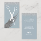 Haar-Stylist-staubiger blauer u. silberner Visitenkarte (Vorne/Hinten)