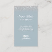 Haar-Stylist-staubiger blauer u. silberner Visitenkarte (Rückseite)