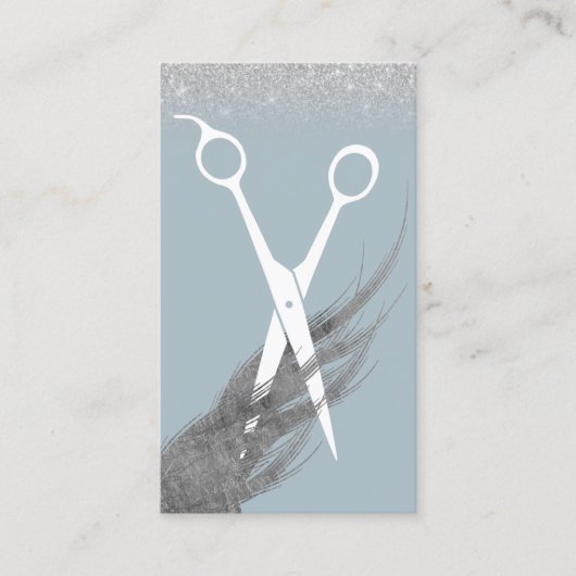 Haar-Stylist-staubiger blauer u. silberner Visitenkarte (Vorderseite)