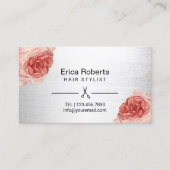 Haar Stylist Vintag Floral Silber Ernennung Terminkarte (Vorderseite)