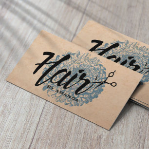 Haar-Stylist-Vintage blaue Blumenverabredung Terminkarte