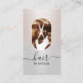 Haar Stylistische Schere Logo Moderner Silbersalon Visitenkarte (Vorderseite)