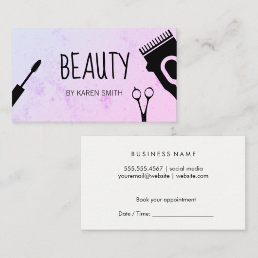 Haar- und Beauty-Tools Terminkarte (Vorne/Hinten)