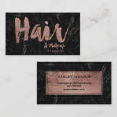 Haar- und Make-upRosengoldtypographie schwärzen Visitenkarte (Vorne/Hinten)