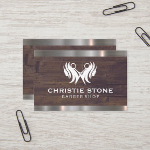 Haar und Schere   Business Card für Holzmetall Visitenkarte