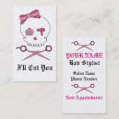 Haar-zusätzlicher Schädel u. Scissor gekreuzte Terminkarte (Vorne/Hinten)