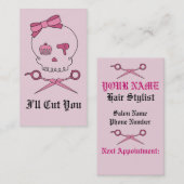 Haar-zusätzlicher Schädel u. Scissor gekreuzte Terminkarte (Vorne/Hinten)