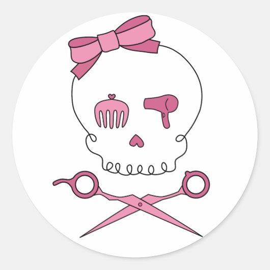 Haaraccessoires Skull & Schere Crossbones Runder Aufkleber (Vorderseite)