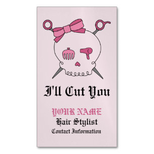Haaraccessoires Skull & Scheren (rosa Version 6) Magnetische Visitenkarte