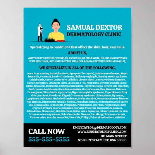 Haarausfall, Dermatologe, Klinik für Dermatologie Poster (Vorne)