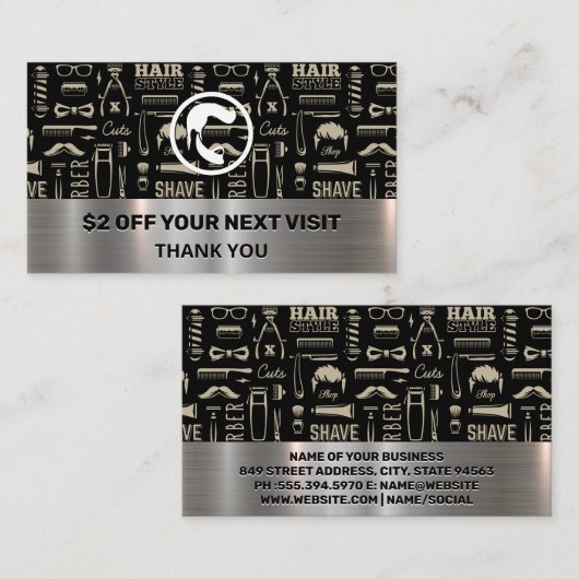 Haarbart | Muster für Barbertools | Rabatt Visitenkarte (Vorne/Hinten)