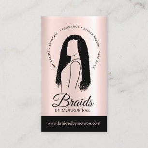 Haarbühne oder Haartrappe Braid Salon Rose Gold Visitenkarte