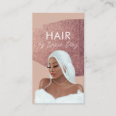 Haare Braid Salon Beauty Black Script Rose Pink Visitenkarte (Vorderseite)
