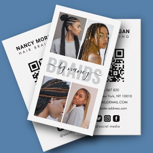 Haare Braiding Kalligrafie Script Foto Collage Visitenkarte