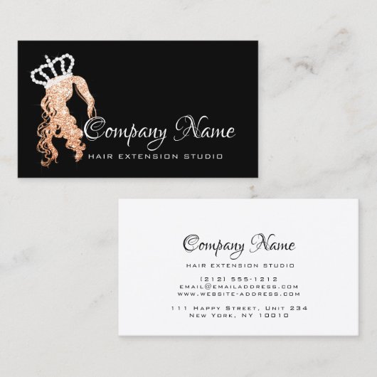 Haare Haartrockner Rose Kupfer Crown Spark Salon Terminkarte (Vorne/Hinten)