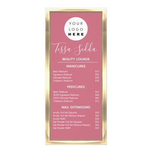 Haare Makeup Nagelmanicure Pediküre Gold Rose Werbekarte (Vorne)