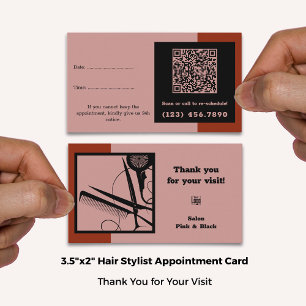 Haare Salon Logo QR Code Rosa Schwarz Rot Vielen D Terminkarte