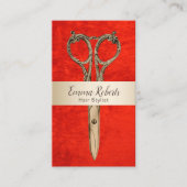 Haare Sterne Ernennung Modernes Gold & Roter Salon Terminkarte (Vorderseite)