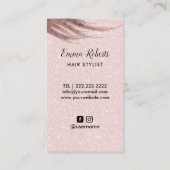 Haare Stilftige Haare und Schere Elegantes Rosa Visitenkarte (Rückseite)