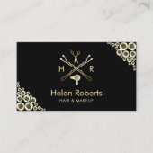 Haare Stylist Beauty Salon Logo Modern Gold Sequen Visitenkarte (Vorderseite)