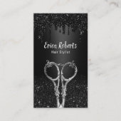Haare Stylist Black Galaxy Glitzer Tropfen Salon Visitenkarte (Vorderseite)