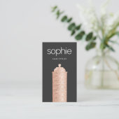 Haare Stylist Black Salon Rose Gold Haarspray Visitenkarte (Stehend Vorderseite)