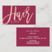 Haare Stylist Einfache Rose Gold Moderne Typografi Visitenkarte (Vorne/Hinten)