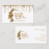 Haare Stylist Extension Wig Gold Moderne Typografi Visitenkarte (Vorne/Hinten)