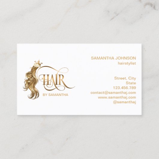 Haare Stylist Extension Wig Gold Moderne Typografi Visitenkarte (Rückseite)