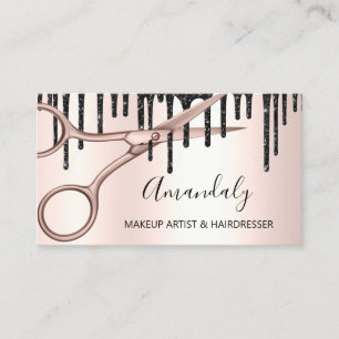 Haare Stylist Friseur Rose Gold Scissors QRCode Visitenkarte