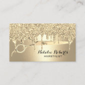 Haare Stylist Gold Glitzer Tropfen Schönheitssalon Visitenkarte (Vorderseite)
