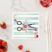 Haare Stylist Gold Schere Blütenstreifen Serviette (Beispiel)