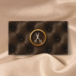 Haare Stylist Gold Schere klassische Ledertextur Visitenkarte