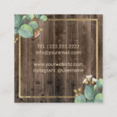 Haare Stylist Gold Schere Salon Botanisches Holz Quadratische Visitenkarte (Rückseite)