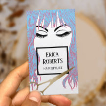 Haare Stylist Gold Scissor & Blue Hair Girl Salon