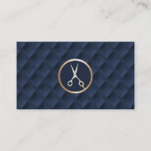 Haare Stylist Gold Scissor Navy Blue Quilts Salon Visitenkarte (Vorderseite)