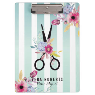 Haare Stylist Goldschere Streifen Blume Klemmbrett