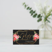 Haare Stylist in Schwarz und schöne rote Flora Visitenkarte (Stehend Vorderseite)