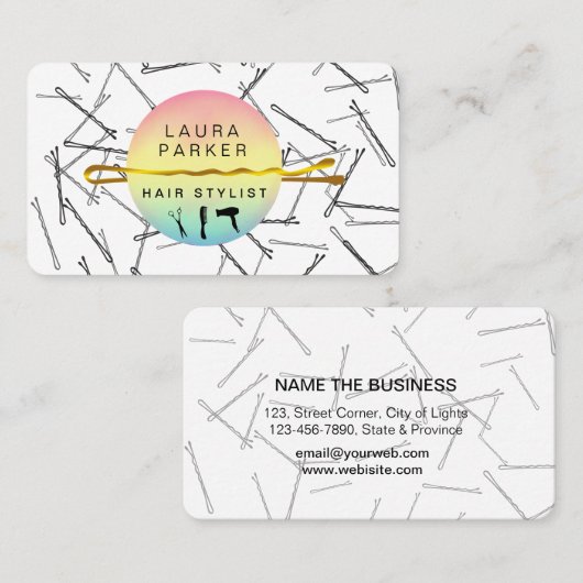 Haare Stylist Makeup Artist Bobby Buttons Salon Go Visitenkarte (Vorne/Hinten)