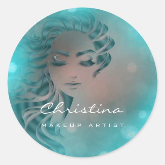 Haare Stylist Makeup Artist Water Eyelash Rose Runder Aufkleber (Vorderseite)