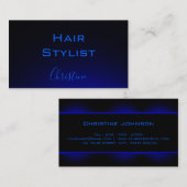 Haare Stylist neblau auf schwarzer Visitenkarte Terminkarte (Vorne/Hinten)