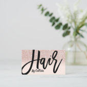 Haare Stylist Rose Gold Glitzer Rosa Typografie Visitenkarte (Stehend Vorderseite)