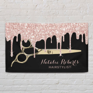 Haare Stylist Rose Gold Glitzer Tropfen Schönheits Banner