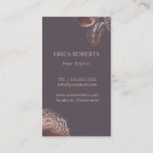 Haare Stylist Rose Gold Schere & Blumen Lila Visitenkarte (Rückseite)