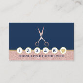 Haare Stylist Rose Gold Scissor Navy Blue Loyalty Treuekarte (Vorderseite)